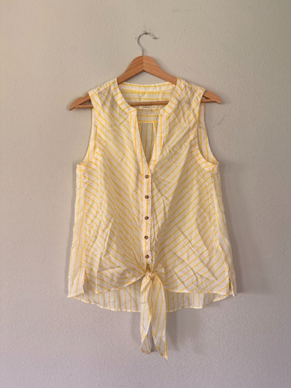 Maeve Anthropologie Yellow Stripe Tie-Waist Top - Sz 6